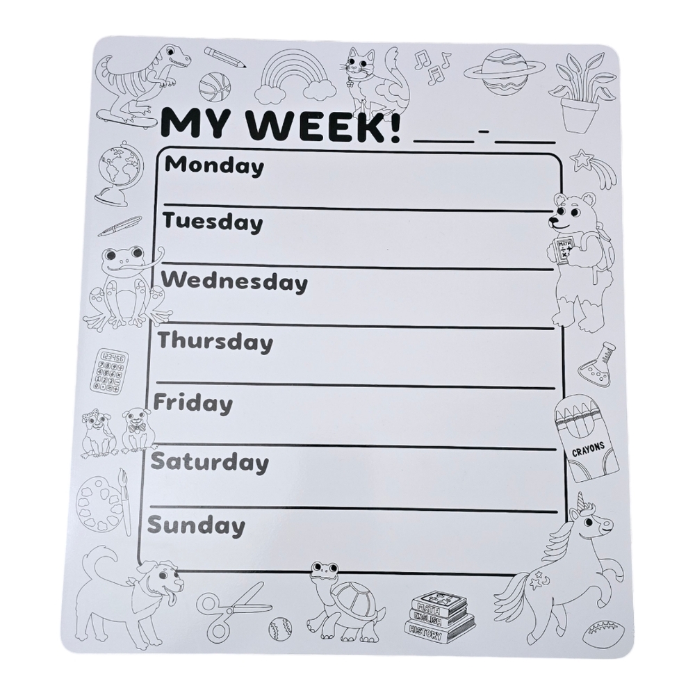 New Kids Weekly Dry Erase Board Planner Whiteboard 15.5" x 13.75" Chore Calendar